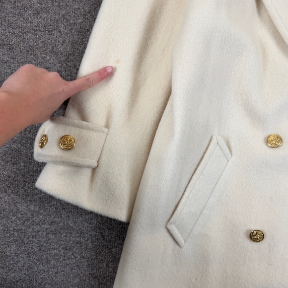Vintage Marilyn Wallace Ivory 100% Wool Long Double Breasted Overcoat Women’s 12 - Picture 4 of 15